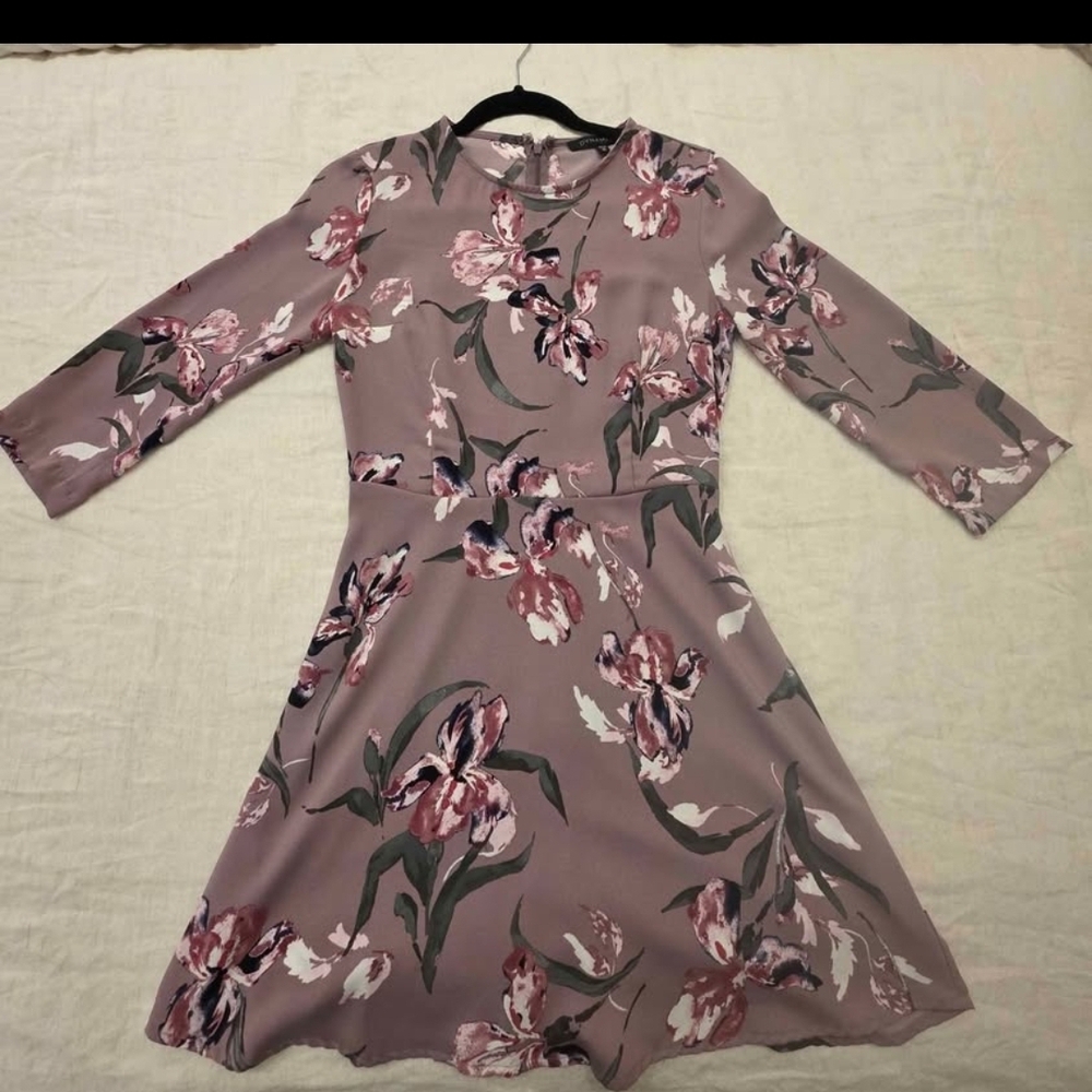 Dynamite Floral Long Sleeve Dress in Pink and Purple